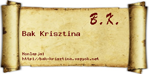 Bak Krisztina névjegykártya